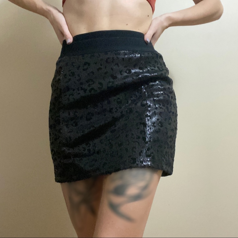 Sequin Leopard Print skirt